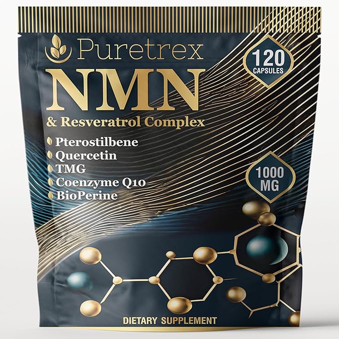 NMN & Resveratrol Complex, 1000mg, 120 Capsules, Dietary Supplement with Pterostilbene, Quercetin, TMG, Coenzyme Q10, BioPerine