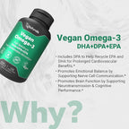 Naturalis Vegan Omega 3 DHA, EPA & DPA from Algae | Vegan Society Certified, Sustainably Sourced, True Full Spectrum | 120 Veggie Softgels (Carrageenan Free)