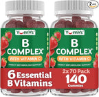 B Complex Gummies with Vitamin C – Great Tasting 1 a Day Energy & Nervous System Support for Adults – Vegan, Kosher, Non-GMO Vitamin B Complex Gummies with B12, B6, & Folic Acid – 70 Count (2 Pack)
