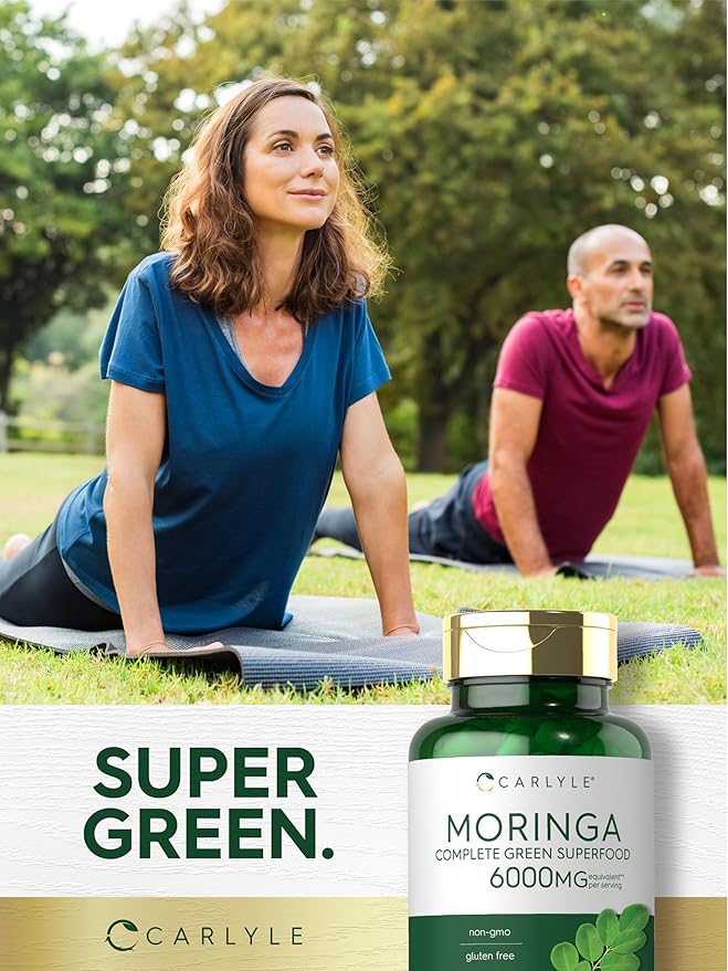 Carlyle Moringa Oleifera Supplement | 180 Capsules | Complete Green Superfood for Women and Men | Non-GMO and Gluten Free | from Moringa Leaf Powder