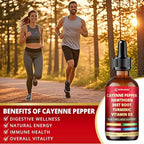 9 in1 Cayenne Pepper Liquid Drops - Cayenne Pepper Extract Drops Supplement Liquid + Hawthorn Berry, Beetroot, Turmeric, Vitamin K2 & D3 - Digestion, Immune and Circulation Support - 2 Fl Oz