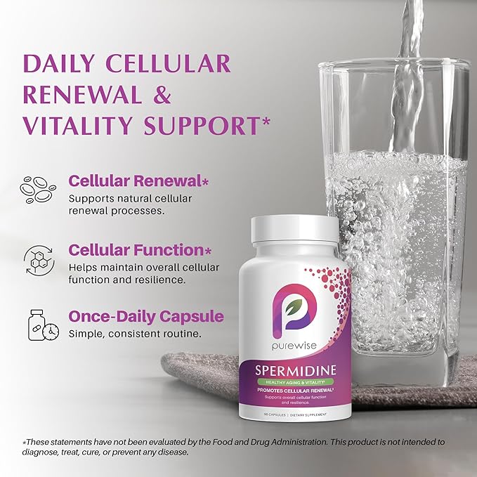 Spermidine Supplements | Supports Healthy Aging & Vitality | Promotes Cellular Renewal & Function for Longevity & Energy Support | 60 Capsules