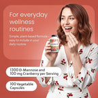 NaturaLife Labs Organic D-Mannose 1300 mg with Organic Cranberry Extract 100 mg per Serving – 100 Capsules – Non-GMO, Gluten-Free, Vegan (2 Pack)
