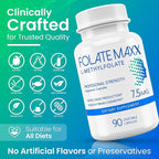 L Methylfolate 7.5mg – Methylfolate Supplement for Women & Men – High Potency Methylated Vitamin B9 5-MTHF for Energy, Mood & Focus – Non-GMO, Gluten-Free, 90 Capsules (3-Month Supply)