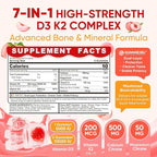 Vitamin D3 K2 Filled Gummies 5000IU / 10,000 IU with 500mg Calcium + K2(MK-7) 200mcg, Magnesium, Vitamin C & Zinc, Extra Strength - Ultimate Absorbency for Bones Muscles Teeth, Vegan -- Pack of 2