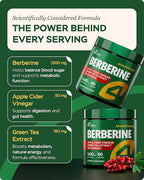 3-Pack Berberine Supplement - Triple Strength GLP-1 Activator w/Goldenseal, Apple Cider Vinegar, Green Tea Extract - Goldenseal Supplements, Digestive Health, Support Heart, Immune System, 180 Caps