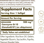 Solgar Megasorb CoQ-10 200 mg, 60 Softgels - Supports Heart & Brain Function - Coenzyme Q10 Supplement - Enhanced Absorption - Gluten Free, Dairy Free - 60 Servings