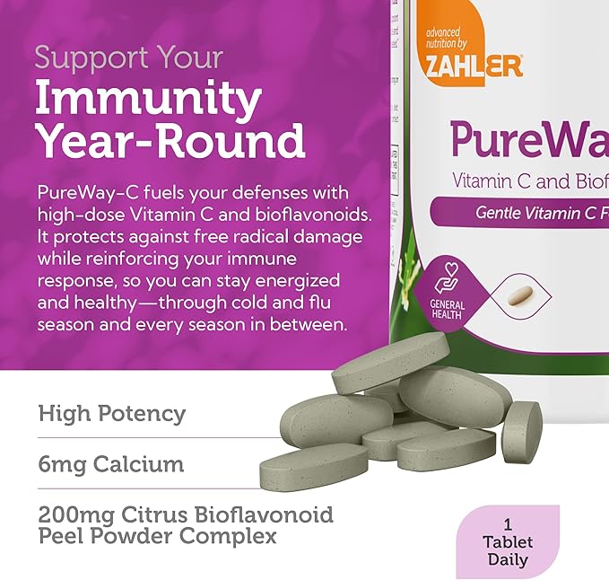 Zahler Vitamin C 1000mg Tablets with Bioflavonoids - High Potency for Immune Support - Gentle on Stomach - Gluten Free Supplement for Women & Men (180 Count)