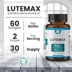 Lutemax 20mg 30 Days Supply Eye Supplement - Supports Macular Health, Vision Clarity, Heart Health, Protects Eyes from Blue Light & Photons, Antioxidant Protection, GMP Certified 60 Softgel.