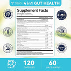 14-in-1 Gut Health with Probiotics, Prebiotics, Postbiotics & Digestive Enzymes for Women & Men, 60 Billion CFU Probiotics for Digestion, Strong Immunity, Skin, Complete Gut Health (120 Capsules)