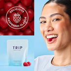 TRIP Lion’s Mane Gummies with 2000mg Lion’s Mane Mushrooms Extract Per Serving, Vegan, Naturally Flavored On the Go Chewable Gummy, Delicious Raspberry Flavor, 1 Bag, 60 Count