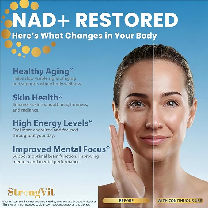 NAD Resveratrol Supplement for Women & Men. Support Cellular Health, Energy + Healthy Aging. High Potency Blend, Plus Third-Party Lab Tested in USA (120 Capsules)