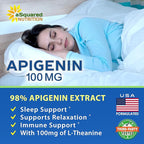 aSquared Nutrition Apigenin 100mg with L-Theanine 100mg Gummies - Apigenin Supplement for Sleep - Natural Extract Gummy Alternative to Capsules, Pills, Powder & Tea - 2 Per Serving