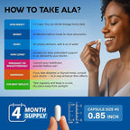 Alpha Lipoic Acid 600mg - ALA Supplement Antioxidant for Nerve, Energy & Metabolism Support - Extra Strength with Benfotiamine, B1 & B12 - Lab Tested, NON-GMO & Vegan - 240 Capsules, 4 Month Supply