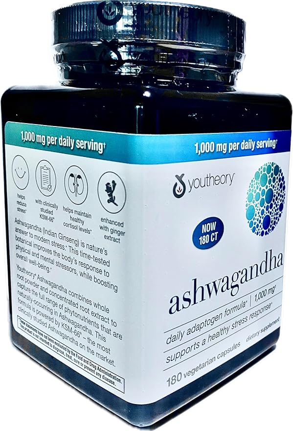 Organic KSM-66 Ashwagandha Supplement – 180 Vegetarian Capsules, 1000mg per Daily Serving, Supports Healthy Stress Management Response