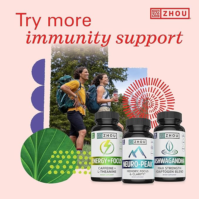 Zhou Vitamin C+ Gummies - Vitamin C Gummies for Adults and Kids, 270 mg per Gummy with Bioflavinoids and Acerola for Immune Support - 60 Vegan Gummies