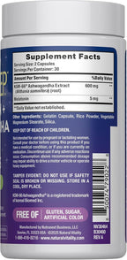 Natural Vitality Calm Sleep Melatonin and Ashwaganda KSM-66 Capsules | 100% Drug Free | 60 Count