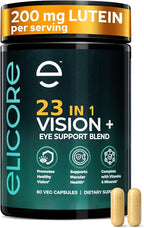 Premium Eye Vitamins – 200 mg Lutein and Zeaxanthin Supplement – Clear Vision & Eye Health Support* – 23 in 1 Complex with Lutein, Zeaxanthin, Vitamins & Minerals – 60 Veg Caps