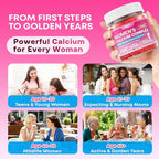 2 Pack Calcium Gummies for Women, Calcium Citrate 1200mg with Vitamin D3 K2, Collagen & Biotin, B0ne, Teeth, Immune & Hormone Support, Sugar Free, Non-GMO, Gluten-Free, Strawberry Flavor, 180 Count