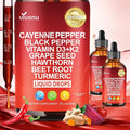 VivoNu Cayenne Pepper Softgels Supplement, Supports Leg Vein, Heart and Blood Vessel Health, with Vitamin E D3+K2 and Extracts of Grape Seed, Hawthorn, Beetroot, Berberine (Drops /2 Bottle)