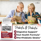 NEW AGE Digestive Enzymes for Gut Health - Probiotic Multi Enzymes with Prebiotics and Probiotics with Lipase for Women and Men for Digestive Health, Daily Enzymes for Digestion - 60 Count