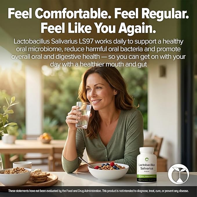 Lactobacillus Salivarius Probiotic 240 Tablets (4 Month Supply) – Researched Strain LS97 – 3 Billion CFU – Digestive & Oral Health Support – GMP Certified (240, Lactobacillus Salivarius)