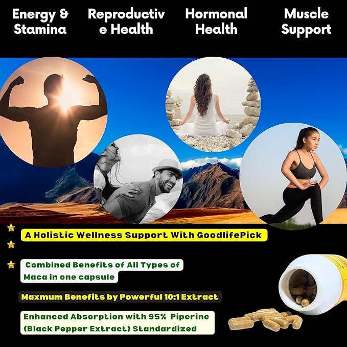 Peruvian Maca Root Capsules with Black Pepper 150 ct. Premium Yellow Red & Black Red Powerful 10:1 All Type Maca Extract All Natural Non-GMO Vegan NO Rice Powder NO Stearate NO Silicon (Pack of 2)