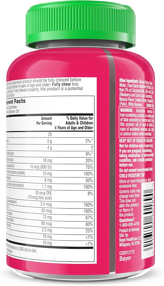 Flintstones Vitamins for Picky Kids + Iron, Kids Multivitamin Gummies with Vitamin C, D, E, B6 and Iron, Gummy Vitamins, Grape Flavored, 60 Gummies,(Pack of 2)