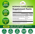 Organic Veda Moringa Super Greens, 30 Sticks Drink Mix Powder - 20 X Concentrated Moringa Leaf Powder Extract with Amla, Pineapple, Antioxidant Superfoods for Energy & Metabolism - Tea & Smoothie Mix