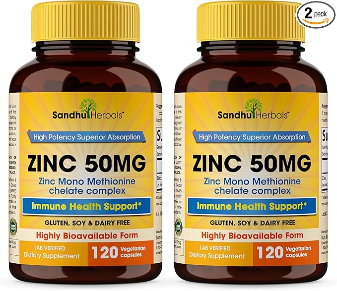 Zinc 50mg Capsules For Men and Women, 240 Count | Highly Absorbable Zinc Supplements For Immune System Support | Zink 50 mg Mono Methionine Chelated Complex | Helps with Skin Health & Overall Immunity