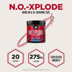 BSN N.O.-XPLODE Pre Workout Powder, Energy Supplement for Men and Women with Creatine and Beta-Alanine, Blue Raz, 16 Servings, 0.65 Pound