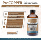 Ionic Copper Drops 30 PPM – Premium Bioavailable Liquid Copper Supplement for General Wellness & Trace Mineral Support – Amber Glass Bottle with Dropper – 4 fl oz