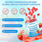Potassium Chloride Gummies 1200mg for Adults & Kids, Sugar-Free Potassium Supplement Gummies Support Leg Cramps & Electrolyte Balance for Women & Men, Strawberry Flavor, 60 Count