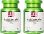 JulyDeer 2 Bottles Astaxanthin 6 mg with Nicotinamide Vitamin E Premium Antioxidant Supplement EGT GSH - for Skin, Eye, Joint & Immune System Health Cell Health & Energy丨5 in 1-120 Softgels