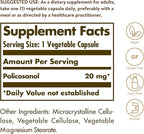 Solgar Policosanol 20 mg, 100 Vegetable Capsules - Supports Heart Health - General Wellness - Vegan, Gluten Free, Dairy Free, Kosher - 100 Servings