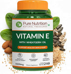 Pure Nutrition Vitamin E with Wheatgerm Oil, 1020mg |240 Caps | Natural Source of Vitamin E | Hair and Skin Supplement | Non GMO
