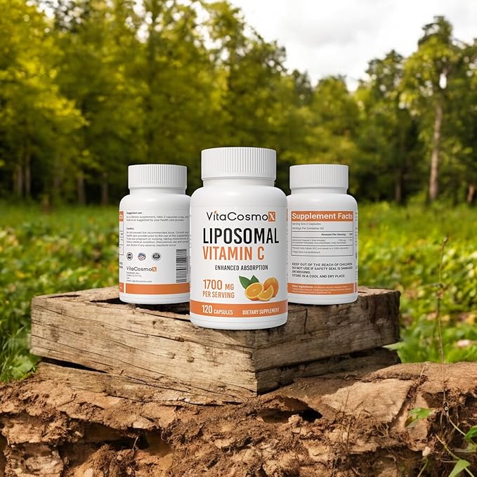 Liposomal Vitamin C Supplement, 1700mg, 120 Capsules 100% Vegetarian, Non-GMO & Gluten Free, High Absorption