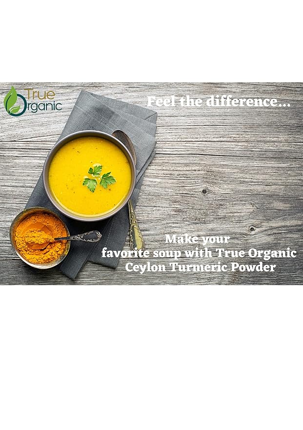 True Organic Ceylon Turmeric Powder, 1 Pound Bulk Bag, Certified Organic, USDA Certified, Non-GMO, High Curcumin Content Organic Turmeric Powder, Ground Turmeric, Pure Ceylon Premium Quality Bulk Turmeric Spice [16 ounces]