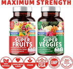 4-Pack N1N Premium Super Fruits & Veggies Supplement, 360 Caps, Whole Food & Natural Superfood for Women, Men & Kids - Packed with Aloe Vera, Vitamins & Minerals, Better Than Multivitamins,100% Vegan