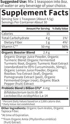 Garden of Life Organics Turmeric Booster Inflammatory Response Powder - 30 Servings, 50mg Curcumin (95% Curcuminoids) & Probiotics, Organic Non-GMO Vegan & Gluten Free Herbal Supplements