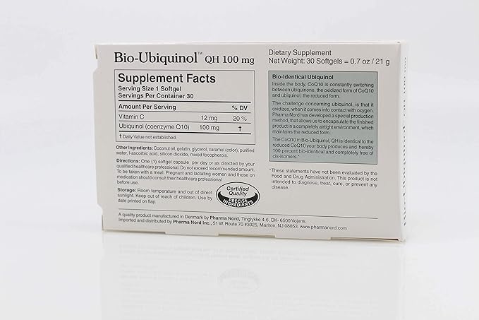 Pharma Nord Bio-Ubiquinol QH 100 mg – Antioxidant for Energy, Heart & Fertility Support, Non-GMO, Gluten-Free, 30 Softgels