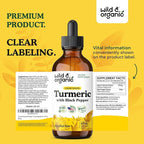 Wild & Organic Turmeric Supplement Liquid Drops - Movement & Immune Support - Liquid Turmeric with Black Pepper Extract - Add to Tea Tincture - Curcumin Supplements - Sugar & Alcohol-Free - 4 fl oz