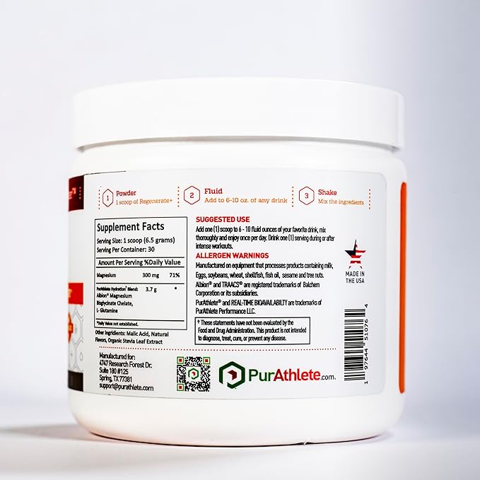 Regenerate+ Magnesium Bisglycinate Powder - 300mg Powdered Chelated Magnesium Bisglycinate Supplement for Women and Men - Support Sleep and Relaxation, Natural Energy – 6.7oz (30 Servings)