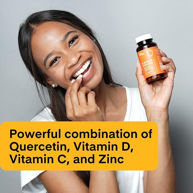 A Dose of Immunity - 7 in 1 Quercetin 500mg Supplement with Bromelain, Zinc, Vitamin C, Vitamin D & Vitamin B Complex Echinacea Immune Support Booster Supplements - (60 Count)