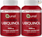 Qunol Mega Ubiquinol Coq10 100mg, Superior Absorption, Patented Water and Fat Soluble Natural Supplement Form of Coenzyme Q10, Antioxidant for Heart Health, 60 Softgels, Pack of 2