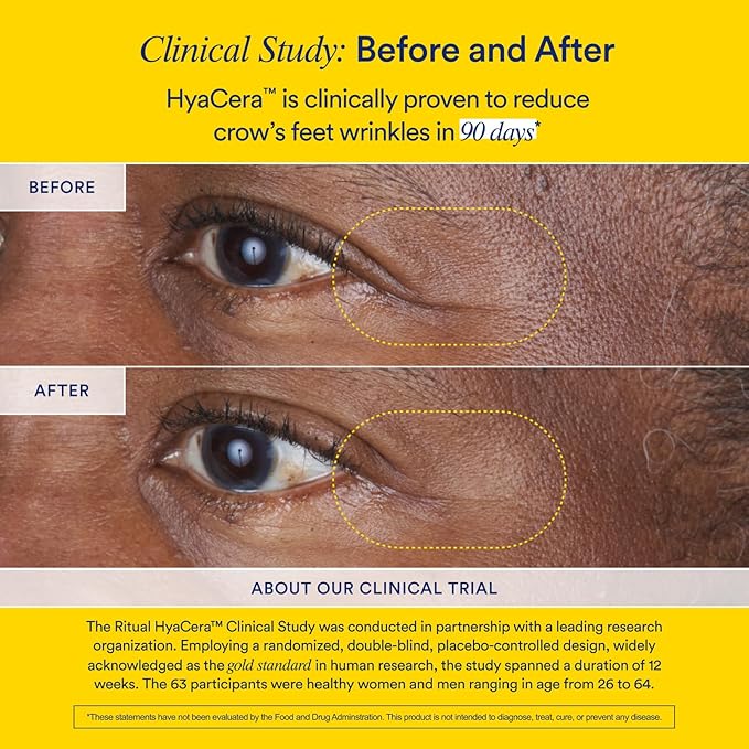 Ritual Hyaluronic Acid Skin Supplement - With Hyabest® and Ceratiq® - HyaCera Clinically Proven to Reduce Wrinkles, Fine Lines & Improve Skin Smoothness** - Vegan - Vanilla - 30 Capsules - 30 Servings