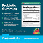Physician's CHOICE Probiotic Gummies with Vitamin D & Prebiotic Fiber - Sugar Free - 1B CFUs of Clinically Studied Probiotic - Supports Immune & Gut Health for Women & Men - Watermelon Flavor - 90CT