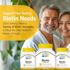 21st Century Biotin 10,000 mcg Tablets (360 Count), High Potency Biotin Supplement, Supports Hair, Skin & Nail Health, Gluten & Sugar-Free, Daily Vitamin B7 Supplement, Non-GMO