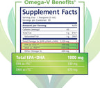Omega-V Benefits Liquid Omega 3 Supplement - 5 oz, 30-Day Supply - Vegan Supplement with 1000mg EPA & DHA for Eye Health (Pack of 3)