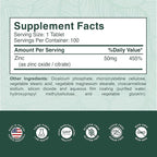 PurePremium Natural Zinc 50mg Supplements for Men/Women - GMP-Certified High Potency Vitamin Zinc Citrate/Oxide for Adults, Immune Antioxidant, Energy Support - 100 Tablets